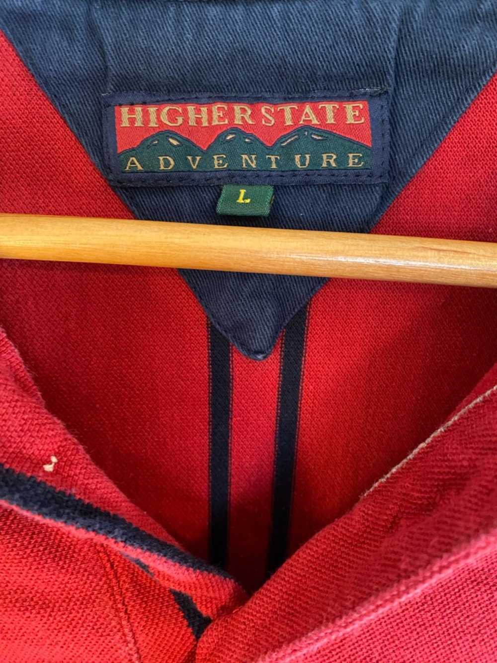 Vintage 90s Colorblock Stripes Rugby Shirt Higher State Adventure Size L Retro - Picture 4 of 8